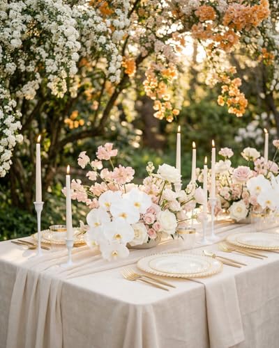 180Pcs Elegant Ivory Gold Plastic Dinnerware Set for Wedding (180 Count)