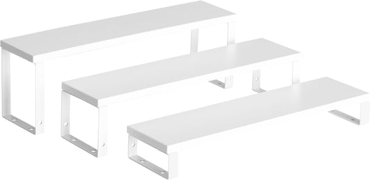 Spice Rack,Wooden Display Riser Stand, 3-Tier Perfume Stand and Cologne Organizer Stand, DIY Spice Rack Organizer, Display Shelf Metal Frame