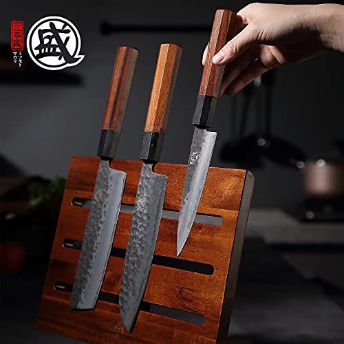 12.5 Inch Acacia Wood Countertop Magnetic Knife Holder