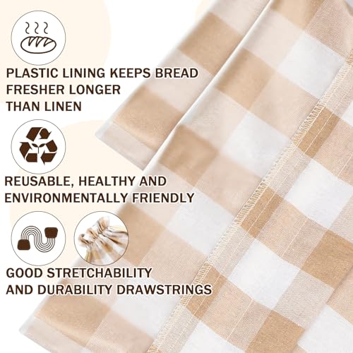 2 Pcs Linen Bread Bags for Homemade 13 x 17 Inches Sourdough Bread Container Reusable Linen Storage Bag with Plastic Saver Natural Large Storage for Artisan Bag (2 Count)