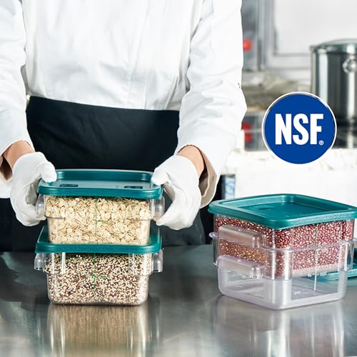 8 Pack 2 Qt NSF Clear Polycarbonate Food Storage Containers with Green Lids (8 Count)