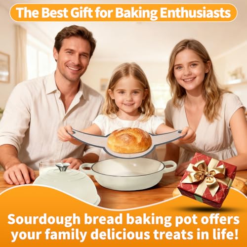 6QT Enameled Cast Iron Dutch Oven For Sourdough Bread Baking