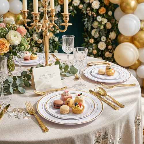 102 Pcs Gold Plastic Plates (51 Count)