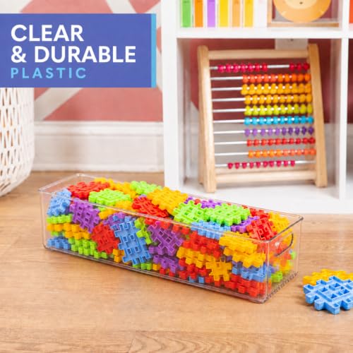 Plastic Food Storage 2 Pack Clear Container Bin with Handles for Organizing Kitchen