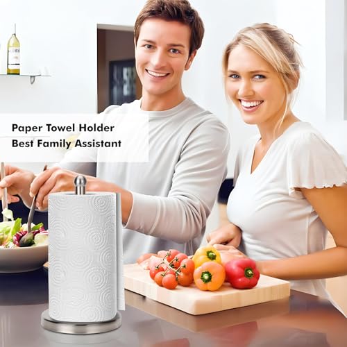Paper Towel Holder Stand with Sturdy Base Fits Standard and Jumbo Sized Paper Towel
