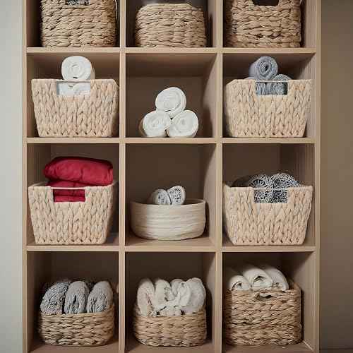 Set of 4 Water Hyacinth Storage Baskets with Handles (4 Count)