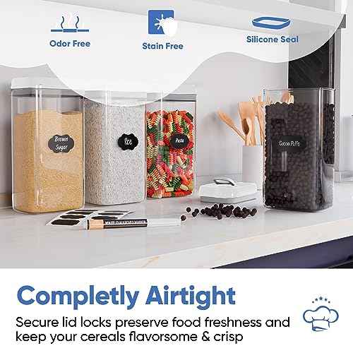 Large Airtight Food Storage Containers with White Lids (4 Count)