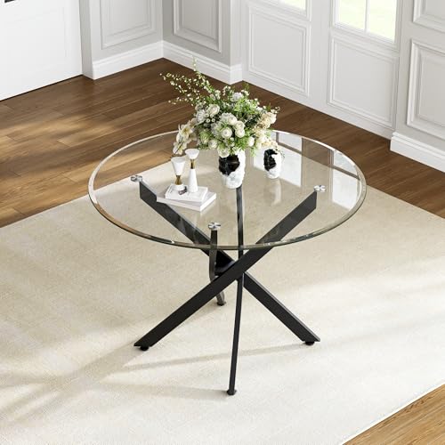 36” Round Glass Dining Table for 4