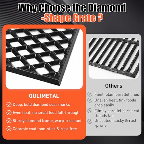 18.75" Dual Sided Diamond Sear Grill Grates for Weber Genesis II