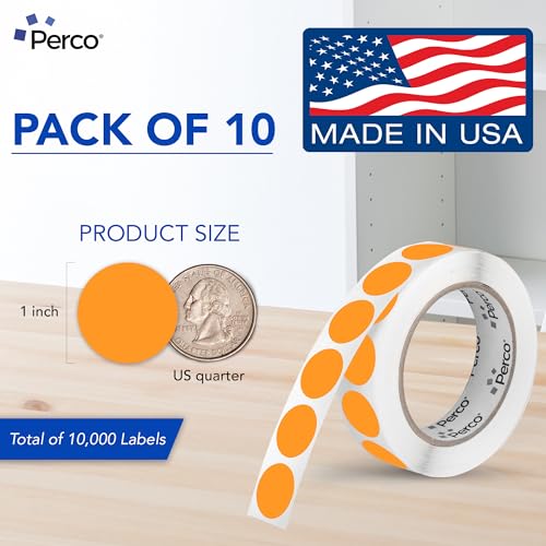 Neon Orange Perforated Round Circle Dot Sticker 1 (10 Count)