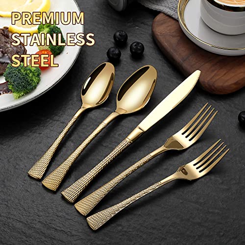 Hammered Gold Silverware Set (20 Count)