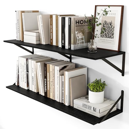 40W x 12D Deep Floating Shelves Set of 2 Black (2 Count)