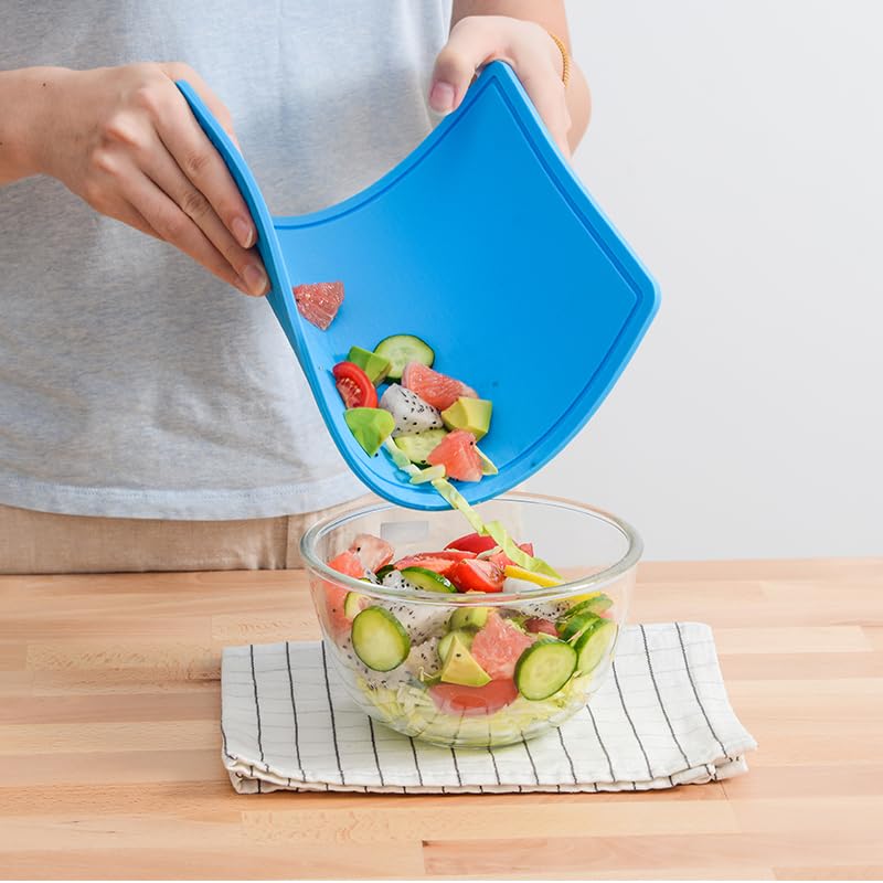 Thick Silicone Cutting Board 12.6'' x 9.1'' Foldable & Flexible Design Juice Grooves Easy Grip Handle Dishwasher Safe (5 Count)