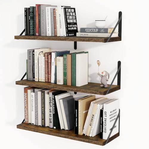 Floating Book Shelves for Wall (3 Count)