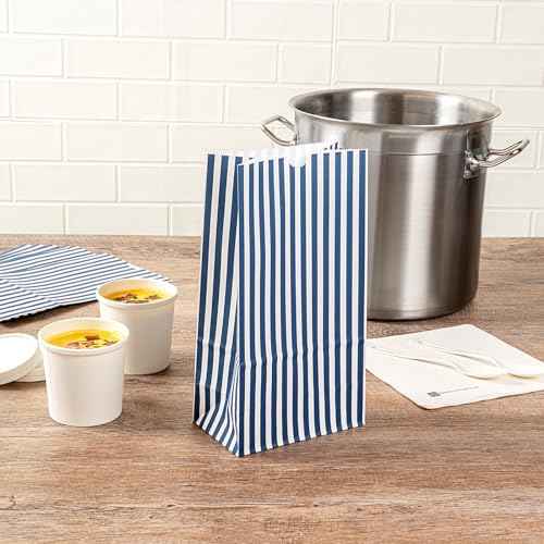 Blue And White Stripe Paper Bag (100 Count)
