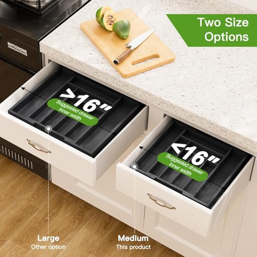 Bamboo Expandable Silverware Drawer Organizer