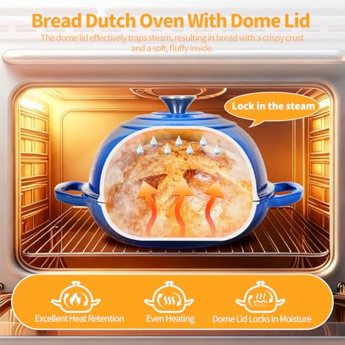 6QT Enameled Cast Iron Dutch Oven For Sourdough Bread Baking