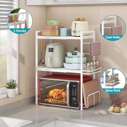 Expandable Microwave Stand Kitchen Countertop Organizer With Storage