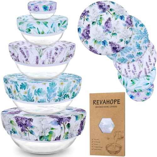 5Pcs Reusable Beeswax Elastic Bowl Covers for Bread Proofing and Food Cover (5 Count)
