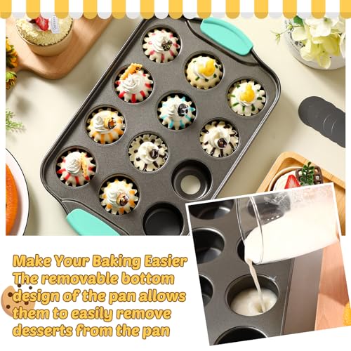 3 Pack Mini Cheesecake Pans Removable Bottom 12 Cavity (3 Count)