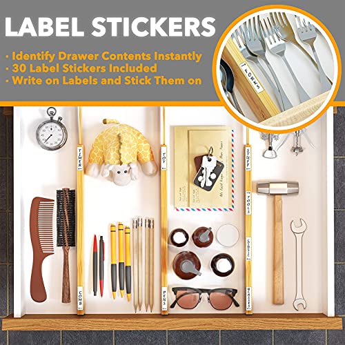 Bamboo Drawer Dividers with Labels