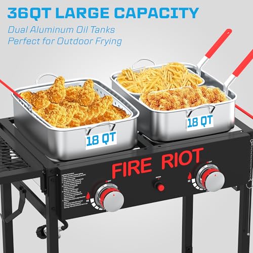 36QT Outdoor Propane Deep Fryer with Rolling Cart (2 Count)
