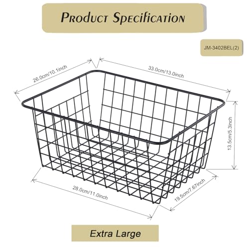 Extra Large】Wire Kitchen Storage Baskets 2 Packs