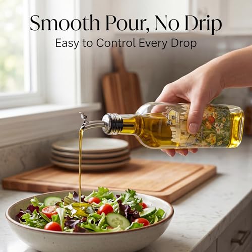 17oz Glass Olive Oil & Vinegar Dispenser Set (2 Count)