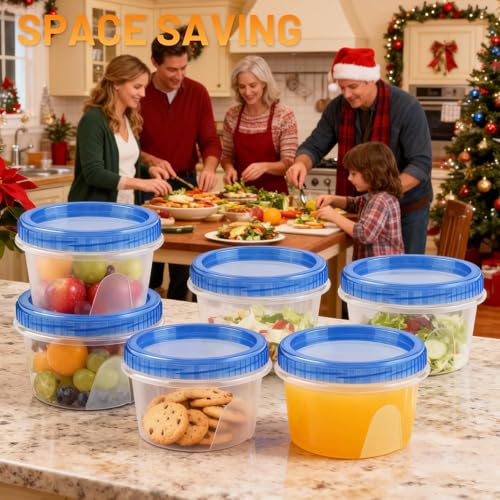 6 Pack Freezer Containers with Screw On Lids 16 Oz (6 Count)