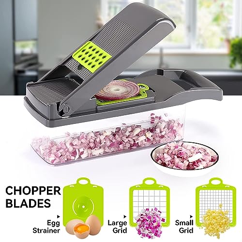Multi Function Vegetable Chopper Onion Micer Chopper 12 in 1 Pro Veggie Slicer Dicer Cutter with Container for Potatoes