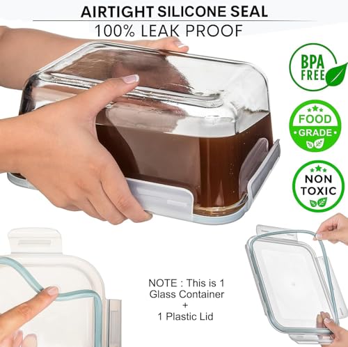 3300 ml 112 oz Large Glass Food Storage Containers with Lids