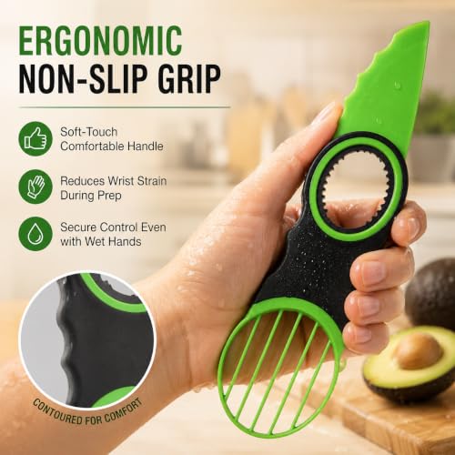 3-in-1 Avocado Slicer Tool & Stainless Steel Pitter