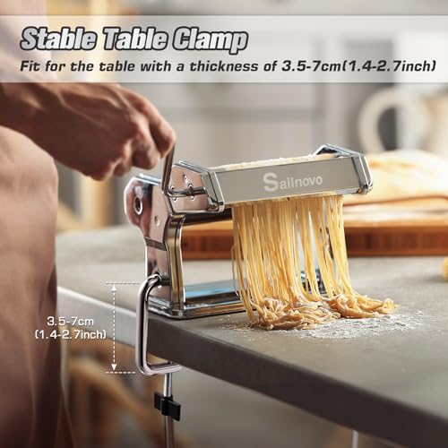 3-in-1 Pasta Maker with 9-Setting Pasta Roller & Cutters, Silver