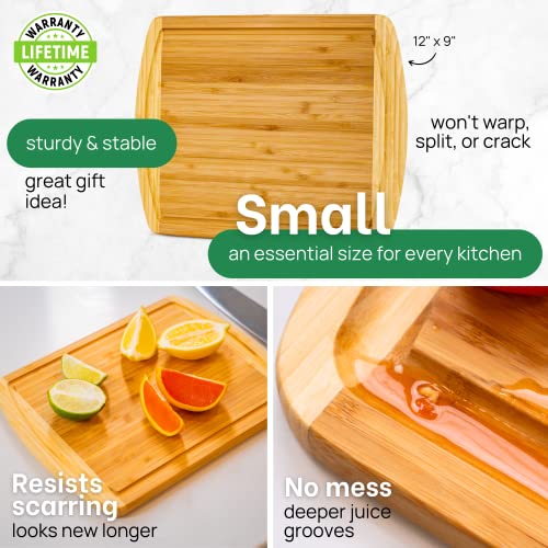 12 Inch Small Bamboo Cutting Board with Lifetime Replacements