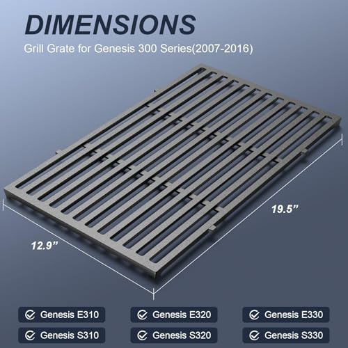 19.5" Grill Parts for Weber Genesis Grill Grates for Weber Genesis 300 Series Genesis E310 E320 E330 S310 S320 S330 EP310 Cast Iron Cooking Grates Replacement for Weber Parts 7524 7528 (2 Count)