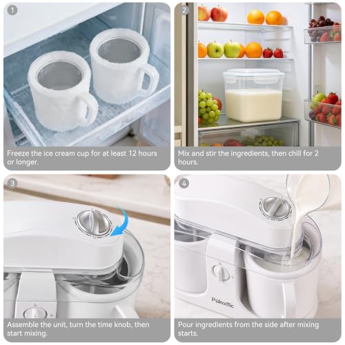 Home Ice Cream Maker Machine with 2 Ice Cream Bowls