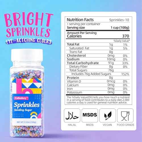 Unicorn Sanding Sugar Edible Glitter Stars Mix (3.5 Ounce)