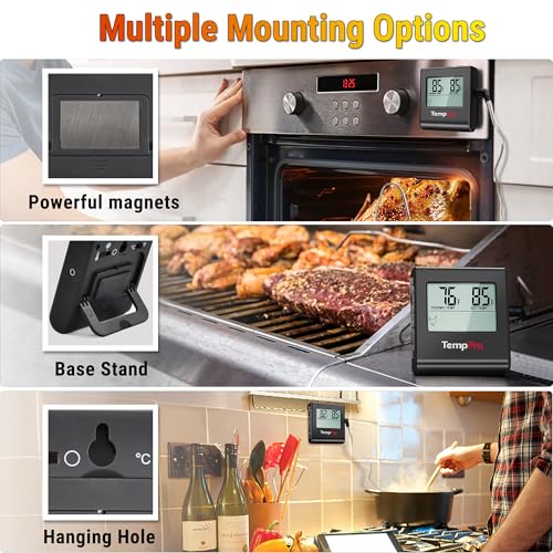 TempTrack Large LCD Digital Meat Thermometer for Cooking