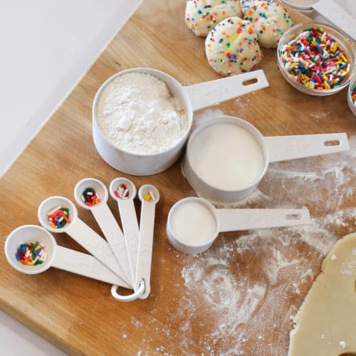 Cream Wheat Straw 10PC Measuring Cups Spoons Set