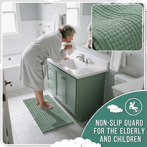 Long Bathroom Rugs Non Slip Washable 44x24 Inch