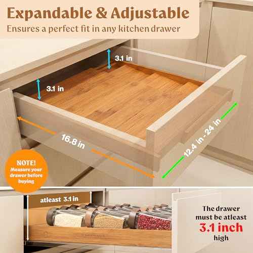 Carbonized Bamboo Spice Drawer Organizer