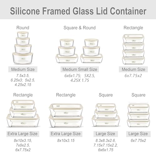 Glass Food Container Set with Glass Lid (3 Count)