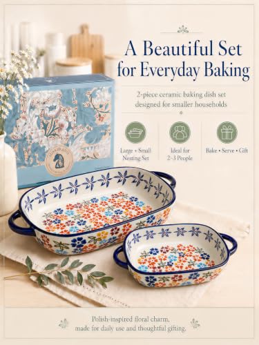 2 Piece Polish Pottery Style Ceramic Baking Dish Set (2 Count)