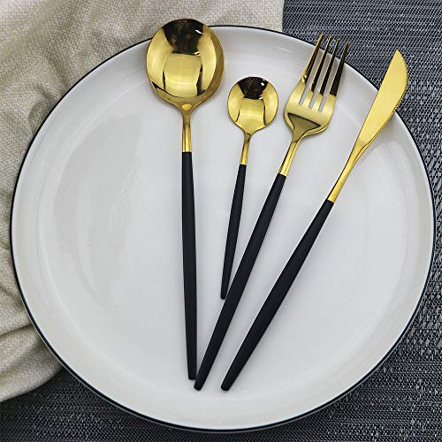 Black Gold Silverware Set