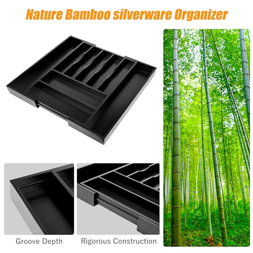 Large Premium Bamboo Silverware Organizer