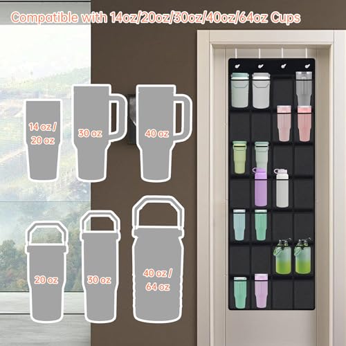 28 Pockets Door Hanging Cup Organizer Fit for Stanley Tumbler