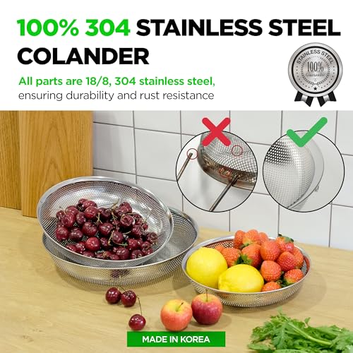 Shallow Stainless Steel Colander Set of 3