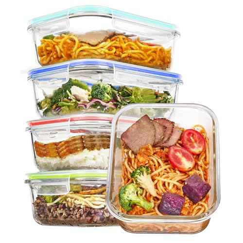 5 Pack 35oz Glass Food Storage Containers with Lids (5 Count)