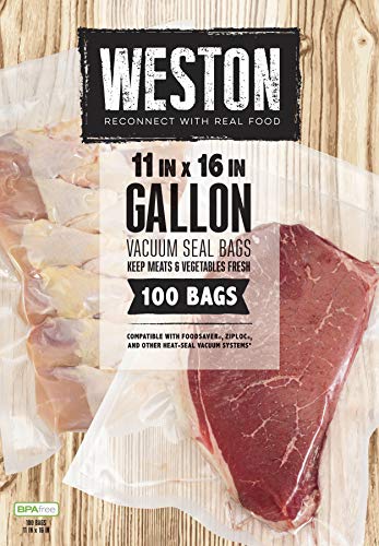 11" x 16" Gallon Vacuum Sealer Bags For Meal Prep & Sous Vide (100 Count)