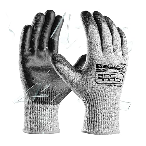 120 Pairs A4 PU Cut Resistant Safety Work Gloves with Grip (120 Count)
